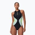 Costum de înot întreg pentru femei Speedo Ocean Flex Zip black/pale clover