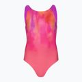 Costum de înot pentru copii, model întreg Speedo Print Pulseback roz/violet neon