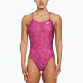 Costum de baie dintr-o piesă pentru femei Nike Hydrastrong Multi Print Cutout hot fuchsia