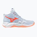 Încălțăminte de volei pentru femei Mizuno Wave Momentum Pro Mid blue finch/lava orange/flamingo coral