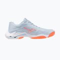 Încălțăminte de volei pentru femei Mizuno Wave Lightning Elite blue finch/white/lava orange 2