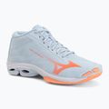 Încălțăminte de volei pentru femei Mizuno Wave Lightning Pro Mid blue finch/lava orange/flamingo coral