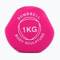 Ganteră cauciucată Body Sculpture BW 513 z PVC 1 kg pink 4