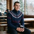Pulover pentru bărbați Woolcano SWT1093 Granatrowy/Kremowy 10