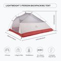 Cort de trekking pentru 3 persoane Naturehike Updated Cloud Up 3 light grey/red 6