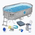 Piscină de exterior Bestway Power Steel Swim Vista Series Oval Pool Set 427x250 cm gri