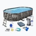 Piscină de exterior Bestway Power Steel Oval Pool Set 610 x 366 cm maro