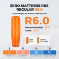 Saltea gonflabilă Flextail Zero R05 Mummy orange 6