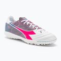 Ghete de fotbal pentru bărbați Diadora Brasil Elite Veloce GR TFR alb/roz fluo/albastru fluo