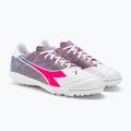 Ghete de fotbal pentru bărbați Diadora Brasil Elite Veloce GR TFR alb/roz fluo/albastru fluo 4