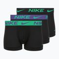 Boxeri pentru bărbați Nike Dri-Fit Essential Micro Trunk 3 pary black green shock/wild violet/black text wb
