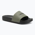 Papuci pentru bărbați Calvin Klein HM0HM01063 Chuncky Pool Slide Rub Smokey Olive/Black