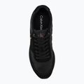 Încălțăminte pentru bărbați Calvin Klein HM0HM02212 Retro Runner Bans Leather Suede triple black/adrenaline rush 5