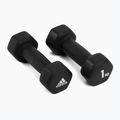 Gantere de 1 kg Adidas, negru, ADWT-10001 2