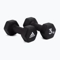 Gantere de 3 kg Adidas, negru, ADWT-10003
