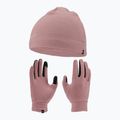 Set căciulă + mănuși pentru femei Nike Fleece red stardust/red stardust/silver