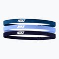 Bentiță Nike Elastic Headbands 2.0 3 szt. industrial blue/university blue/purple ink