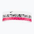Bentiță Nike Printed Headbands 3 buc. white/aster pink/black