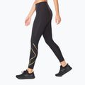 Jambiere de antrenament pentru femei 2XU Force Mid-Rise Compression negru și auriu WA5367B 2