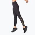 Jambiere de antrenament pentru femei 2XU Force Mid-Rise Compression negru și auriu WA5367B 3