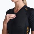 Costum de triatlon pentru femei 2XU Light Speed Sleeved negru/aur 3