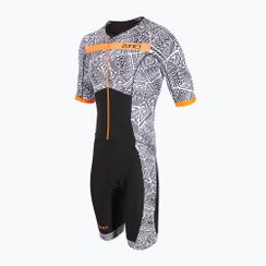 Combinezon de triathlon pentru bărbați ZONE3 Activate+ Kona Speed Short Sleeve Trisuit blak/white/orange