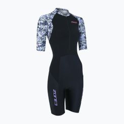 Combinezon de triathlon pentru femei ZONE3 Lava Short Sleeve Trisuit white/gravel