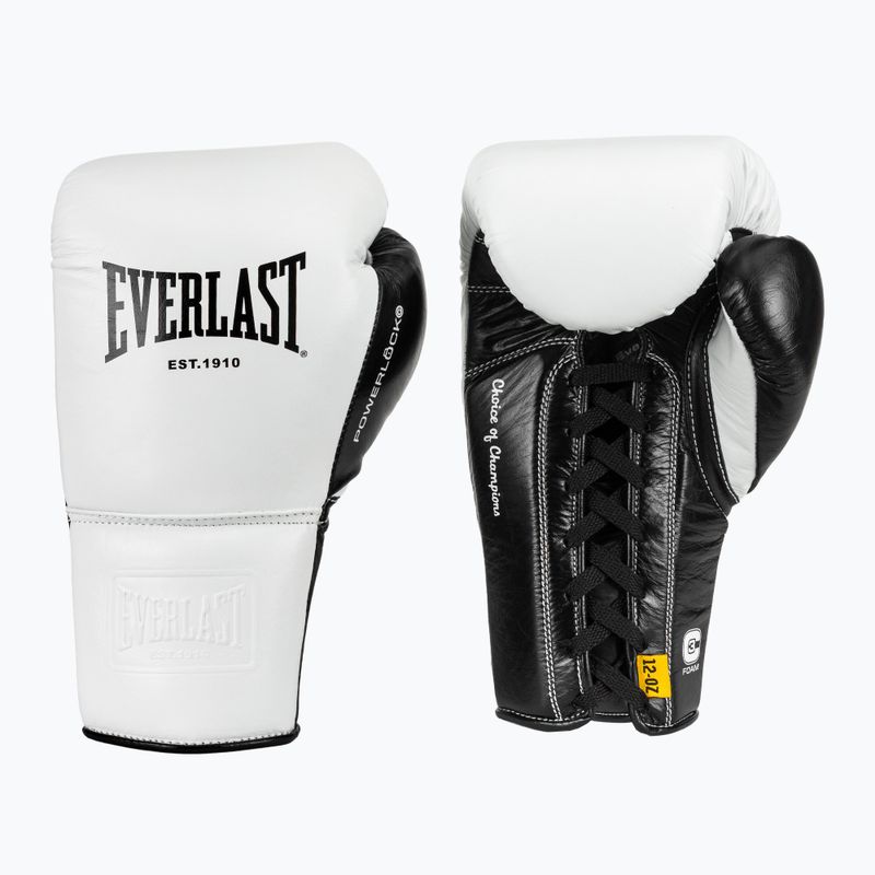 Mănuși de box Everlast Powerlock Pro OG Laced white/black