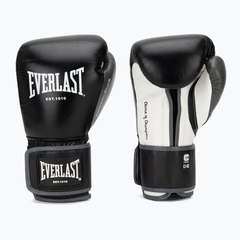 Mănuși de box Everlast Powerlock OG H&L Leather Advanced Training black/white