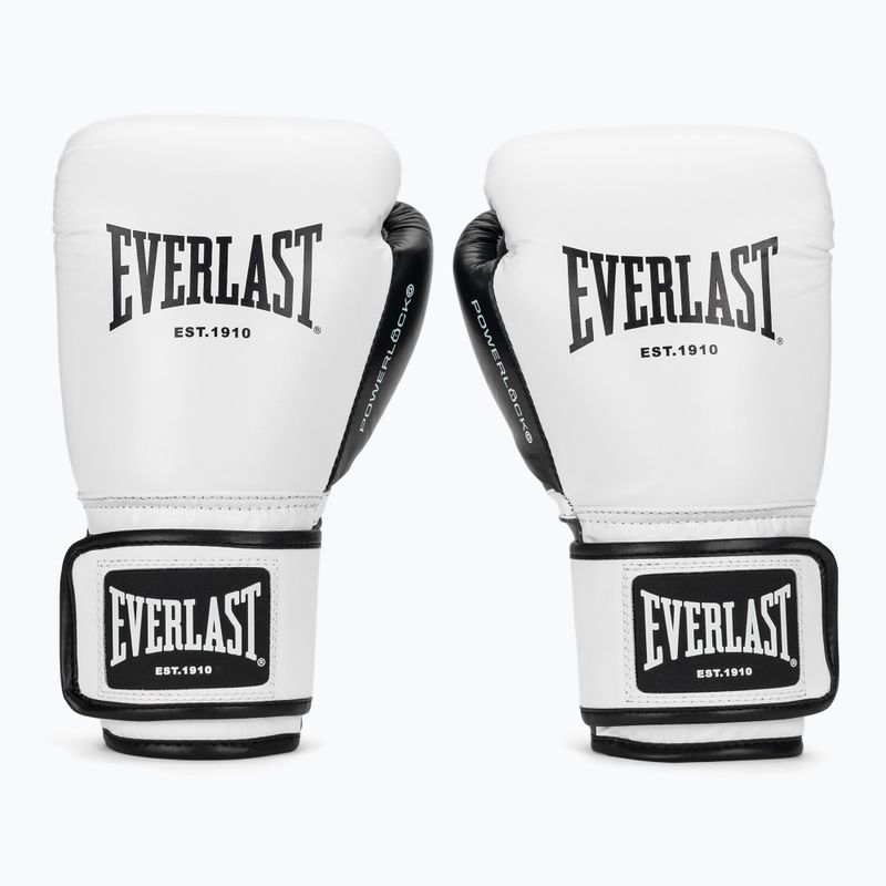 Mănuși de box Everlast Powerlock OG H&L Leather Advanced Training white/black 2