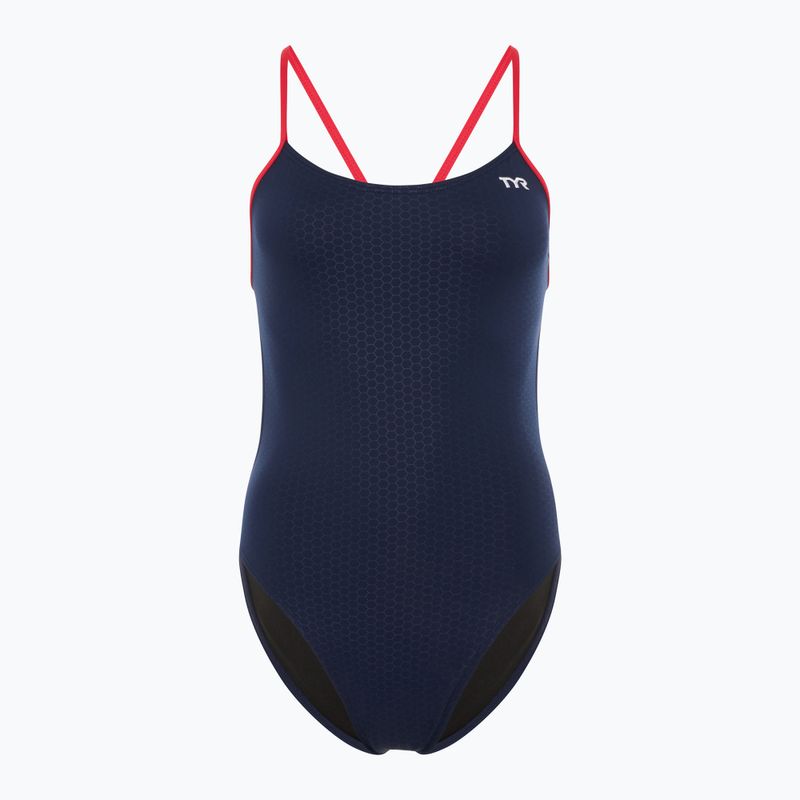Costum de baie dintr-o bucată pentru femei TYR Hexa Cutoutfit navy/red