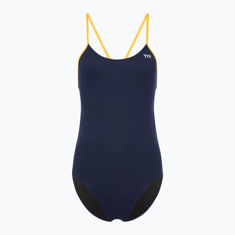 Costum de baie dintr-o bucată pentru femei TYR Hexa Cutoutfit navy/gold