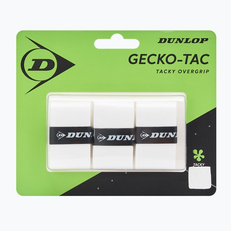 Învelișuri pentru rachete squash Dunlop Gecko-Tac Overgrip 3 buc. white