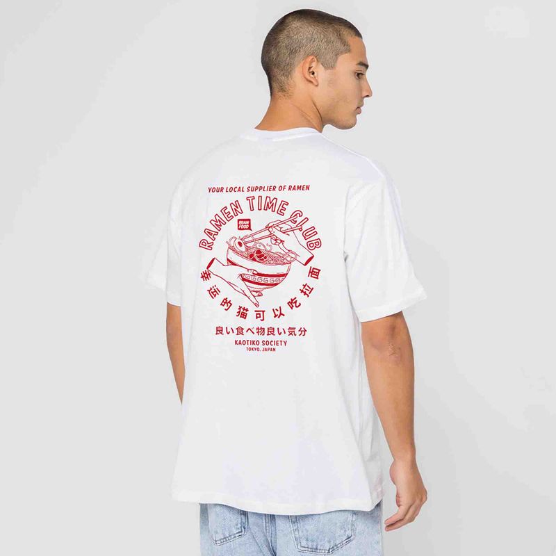 Tricou pentru bărbați Kaotiko Washed Suara Ramen white 2