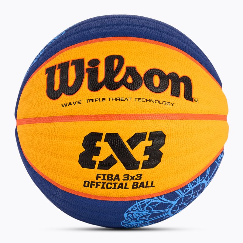 Minge de baschet Wilson Fiba 3x3 Game Ball Paris Retail 2024 blue/yellow mărime 6
