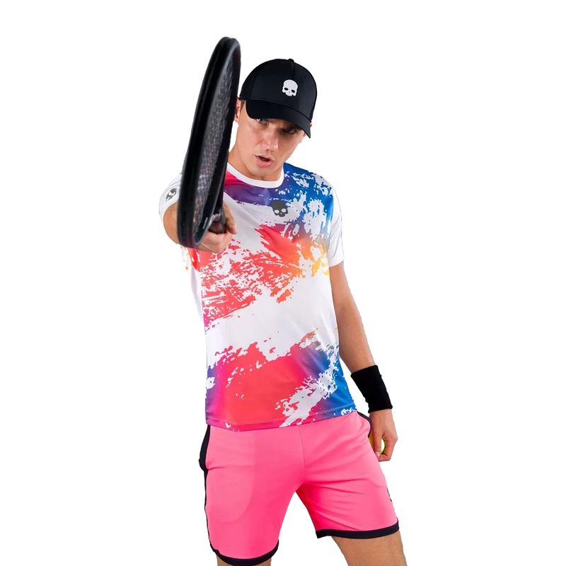 Tricou de tenis pentru bărbați HYDROGEN Brush Tech alb T00516001