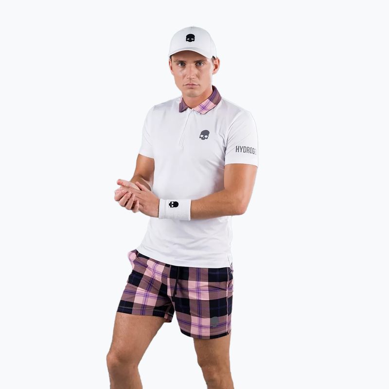 Tricou polo de tenis alb și roz HYDROGEN Tartan T00518E83 pentru bărbați T00518E83 2