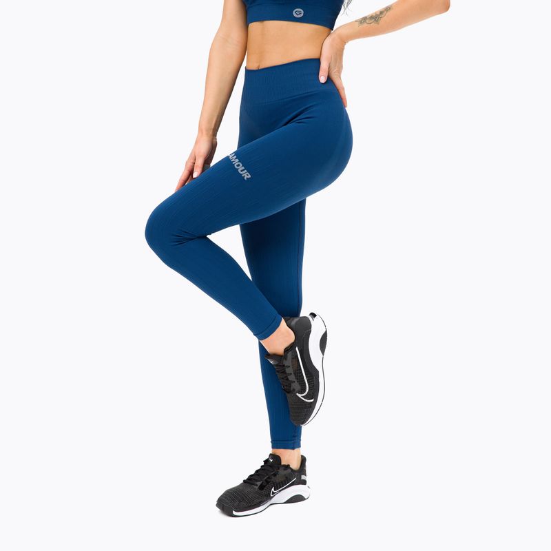 Colanți de antrenament pentru femei Gym Glamour Push Up Classic Blue 313