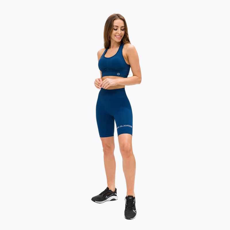 Colanți scurți de antrenament pentru femei Gym Glamour Push Up Classic Blue 317 2