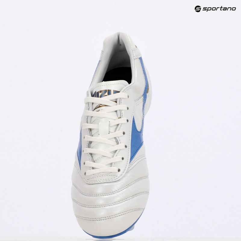Încălțăminte de fotbal pentru bărbați Mizuno Morelia II Japan Md white/laser blue/gold 9