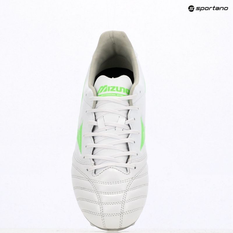 Încălțăminte de fotbal pentru bărbați Mizuno Morelia Neo IV Pro Mix white/neon green/cool gray 3c 9