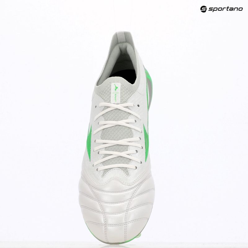 Încălțăminte de fotbal pentru bărbați Mizuno Morelia Neo IV β Japan Md white/neon green/cool gray 3c 10
