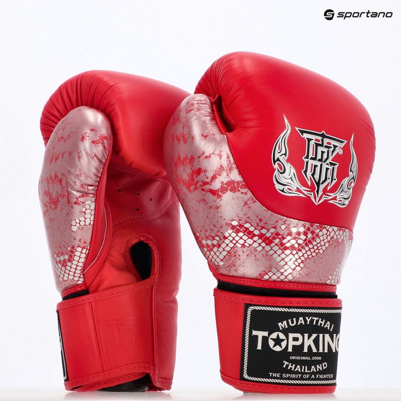 Mănuși de box Top King Muay Thai Power Snake red/silver 7