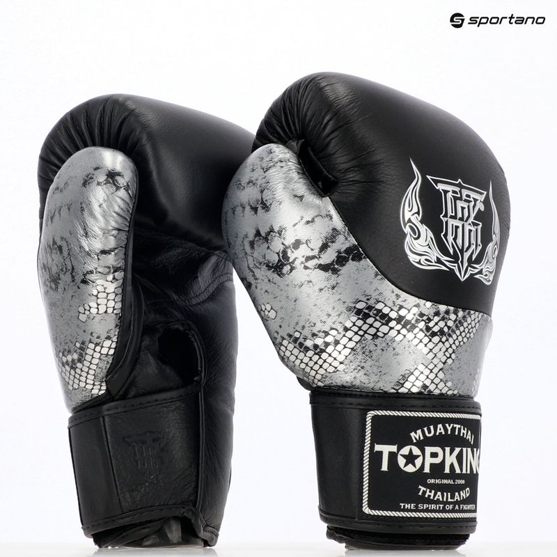 Mănuși de box Top King Muay Thai Power Snake black/silver 7