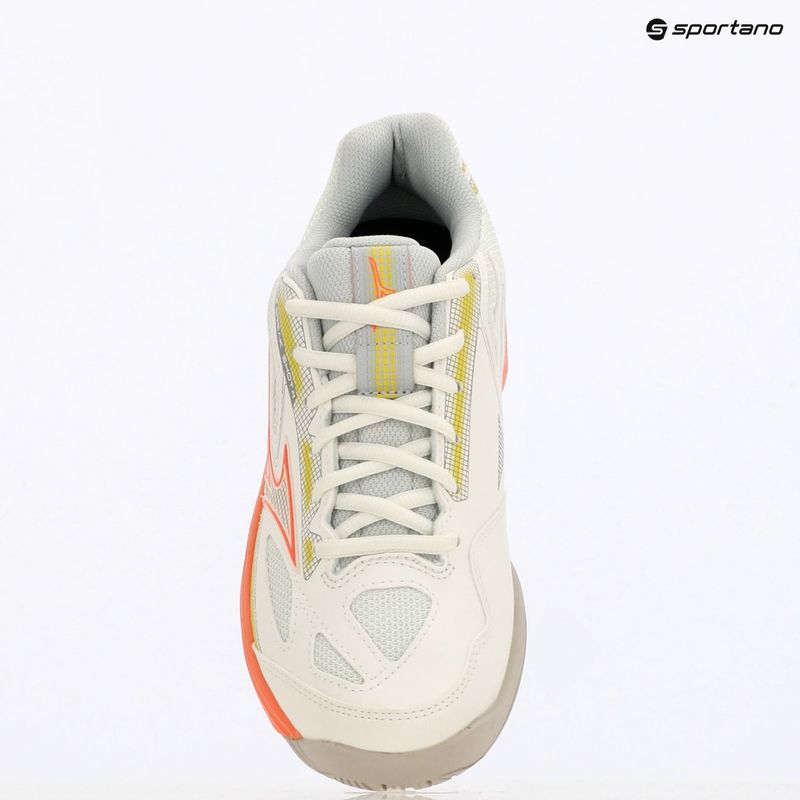Încălțăminte de tenis pentru femei Mizuno Break Shot 4 AC snow white/ neon flame/ ghost gray 9