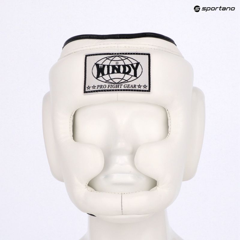 Cască de box  WINDY Genuine Leather white 6