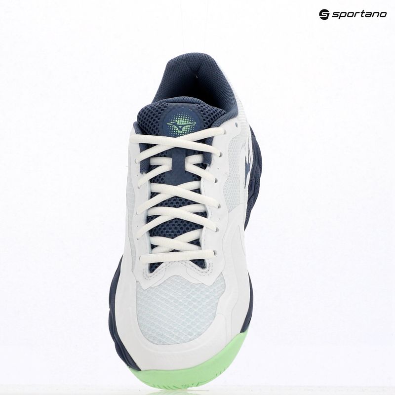 Încălțăminte de tenis pentru bărbați Mizuno Wave Enforce Court AC white/ vintage indigo/ neo mint 9