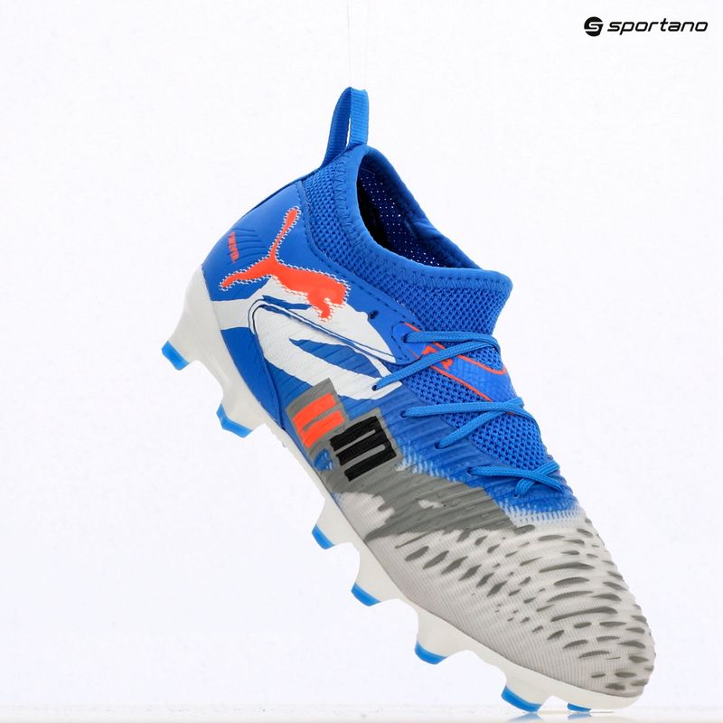 Încălțăminte de fotbal pentru copii PUMA Future 8 Match Forever FG/AG Jr white/ultra blue/feather gray/puma black/glowing red 9