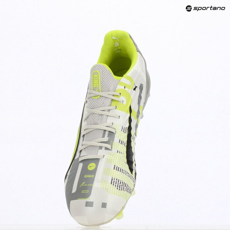 Încălțăminte de fotbal pentru bărbați  PUMA King Ultimate Forever FG/AG feather gray/electric lime/puma white/flat light gray 9