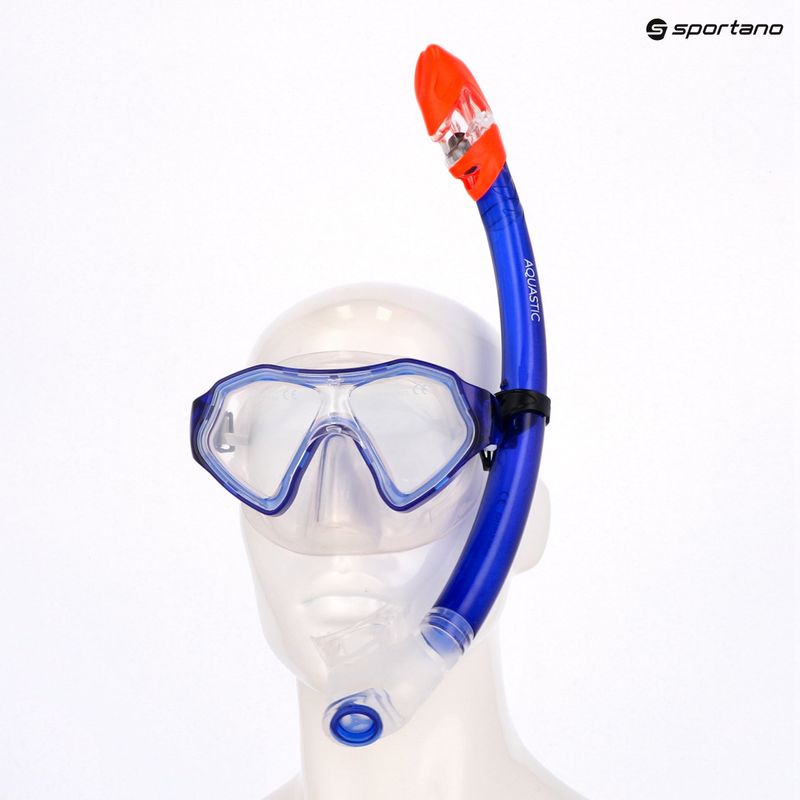 Set de snorkeling pentru copii AQUASTIC Shelly mască + tub + labe albastru 16